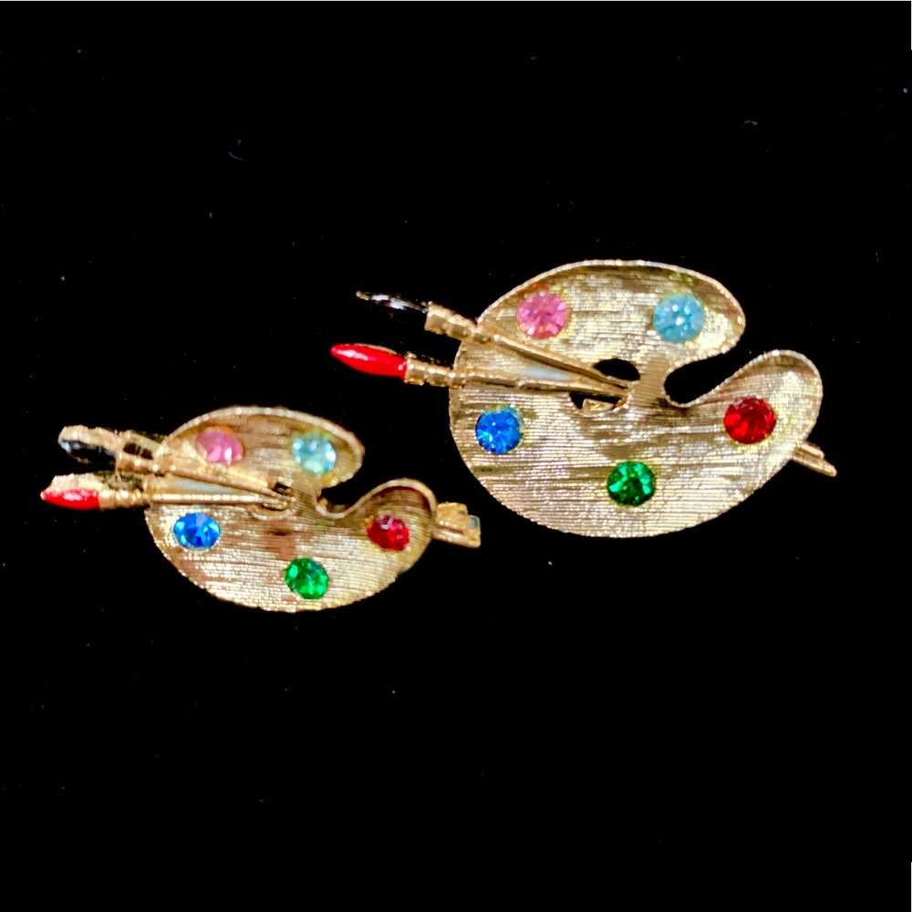 Vintage Artist Pallet Rhinestone Pins